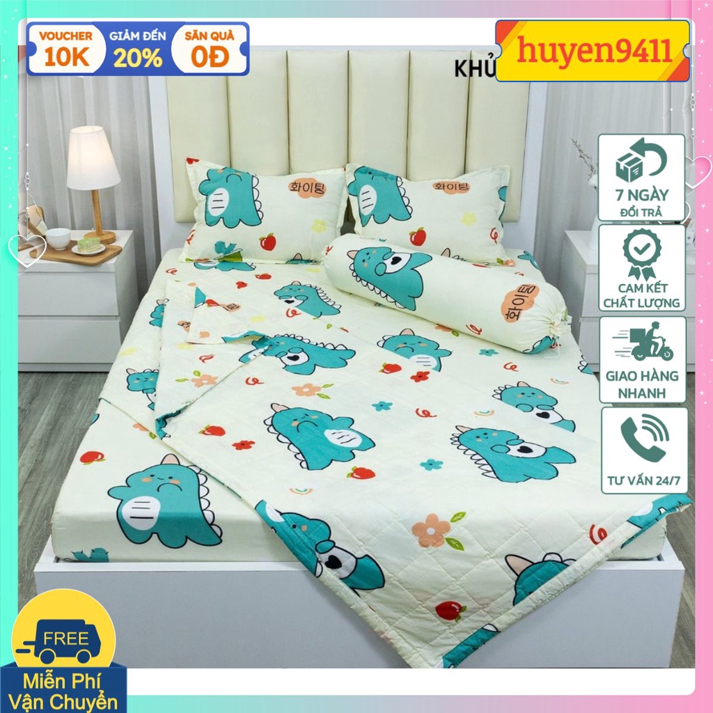 hcm-Ga giường cotton poly kích thước 1m2 1m6 1m8 bọc đệm không vỏ gối-MẪU KHỦNG LONG TIM
