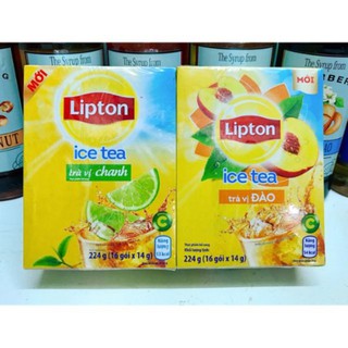 Trà Lipton chanh mật ong/đào hòa tan 16 gói. date mới