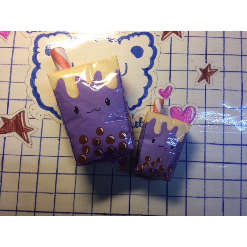 Squishy giấy trà sữa tím siêu đẹp