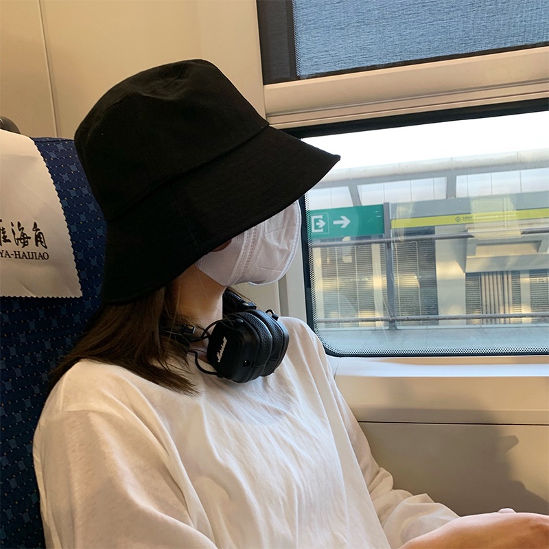 Mũ Tai Bèo Mỏng Che Nắng Màu Đen Phong Cách Nhật Bản Thời Trang Xuân Hè Cho Nữ