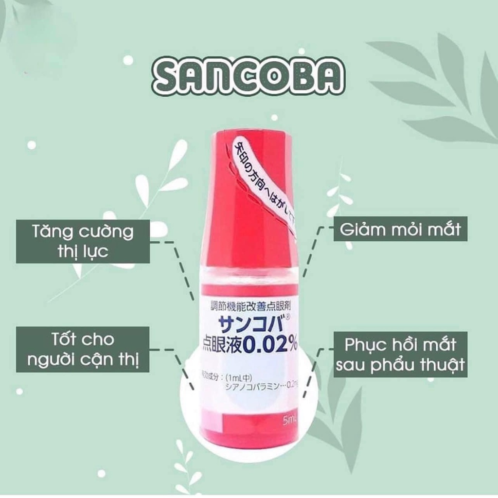 Nước Nhỏ Mắt Sancoba 0,02% 5ml Nhật Bản  Hỗ Trợ Người Cận Thị  Điều Tiết Chứng Mỏi Mắt  Rối Loạn Điều Tiết Mắt