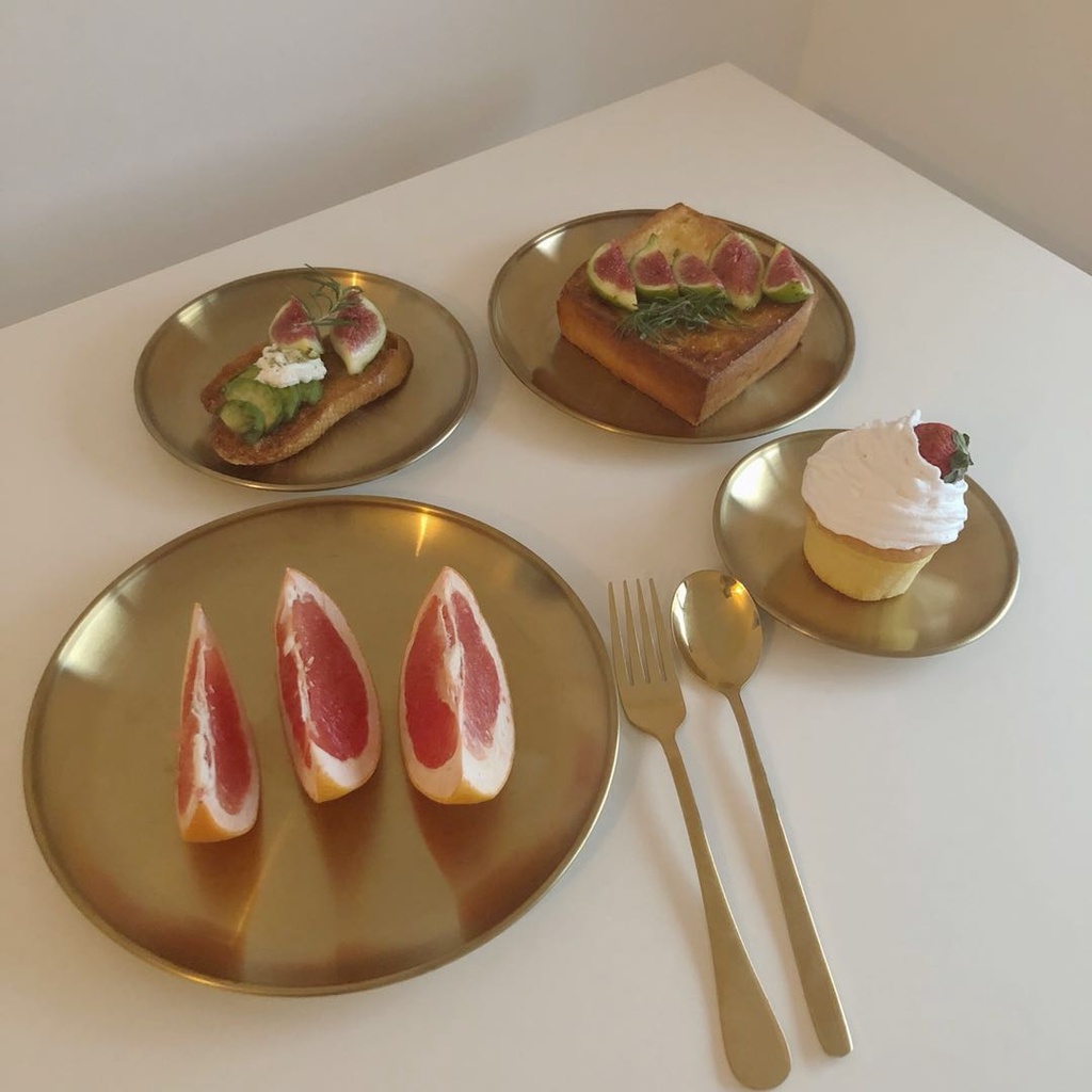 Đĩa Đựng Cà Phê / Trang Sức Bằng Thép Không Gỉ Màu Trơn Phong Cách Bắc Âu Sang Trọng