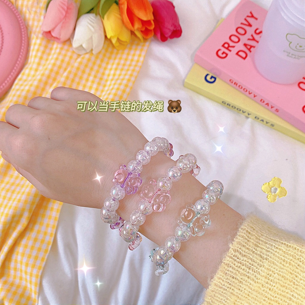 Vòng tay hạt pha lê mặt gấu thời trang cho nữ