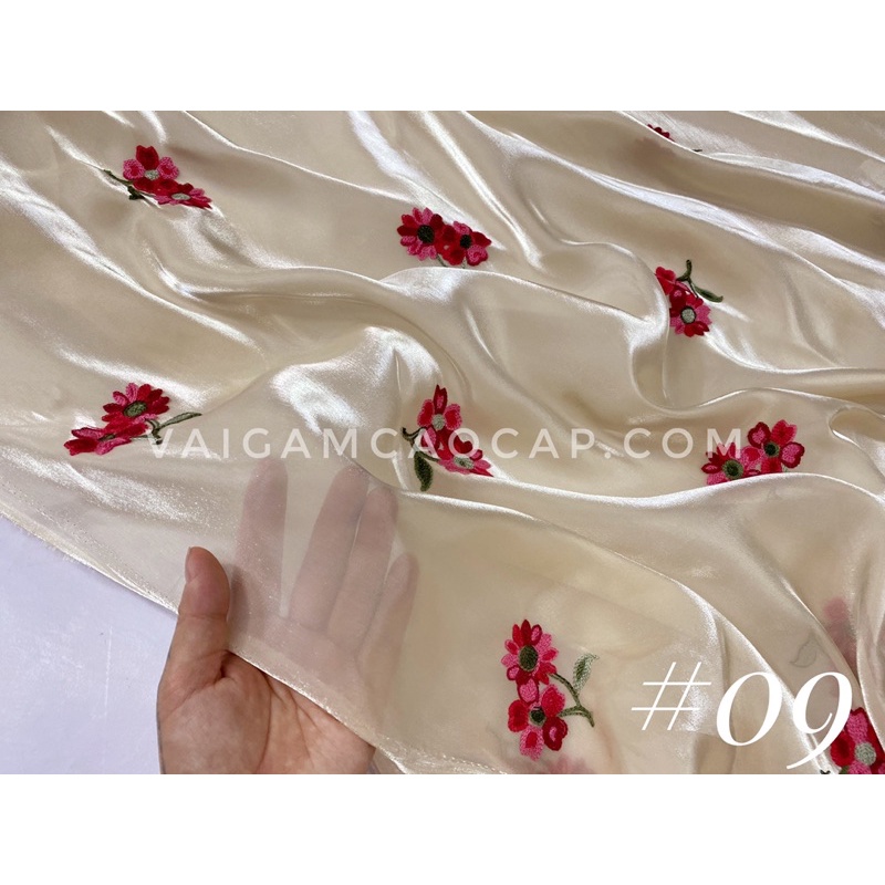 Vải Organza Thêu Hoa