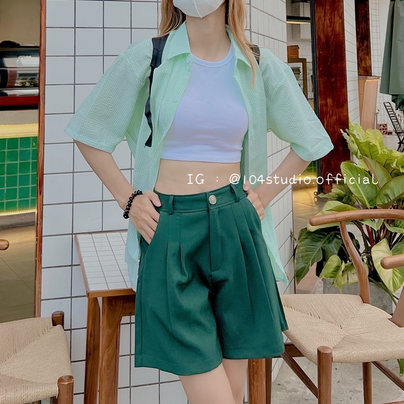 Áo sơ mi sọc chất xốp mỏng tay ngắn mã 333