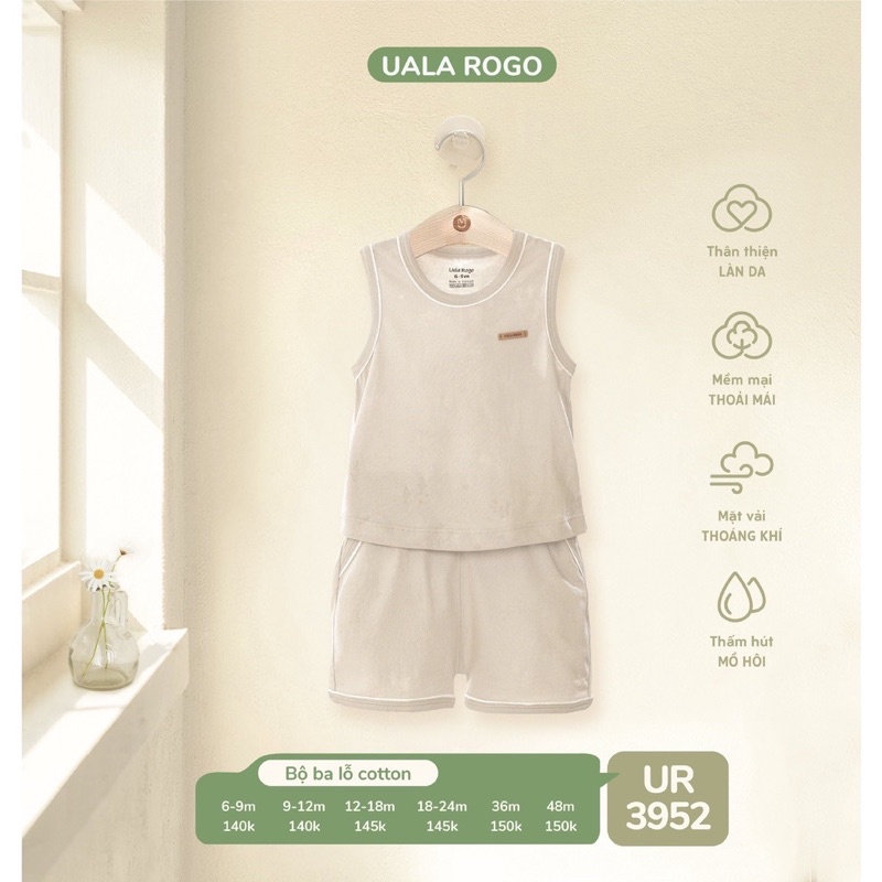 Bộ Ba Lỗ Uala Rogo Vải Cotton Hè UR3952