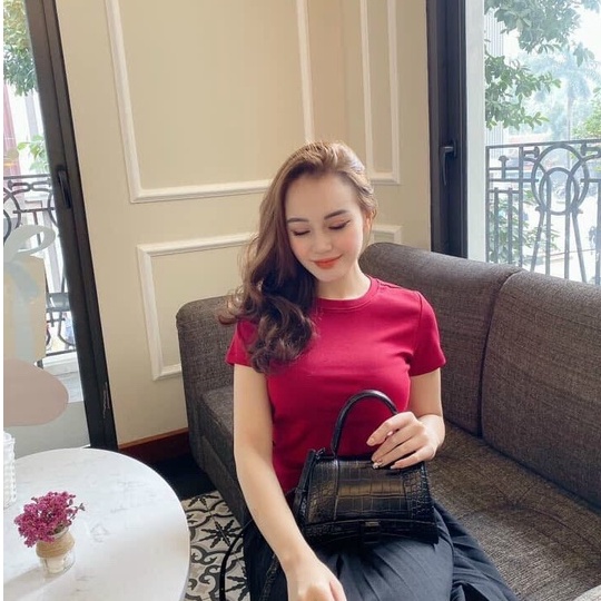 Áo phông nữ trơn cổ tròn cộc tay dáng ôm basic Homieyl cao cấp, áo thun nữ trơn cotton đen trắng chất vải đẹp