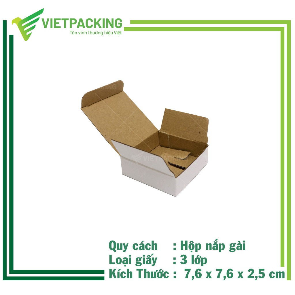 [SIÊU SANG] 50 Hộp carton nắp gài nhỏ 7,6x7,6x2,5 màu trắng tiện lợi