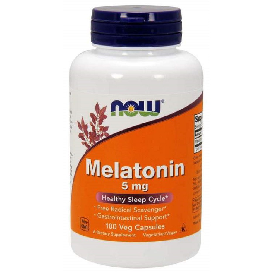 Thực Phẩm Bảo Vệ Sức Khỏe NOW Melatonin 5mg - Bổ Sung Melatonin Giúp Tạo Giấc Ngủ Một Cách Tự Nhiên Chai 180 Viên