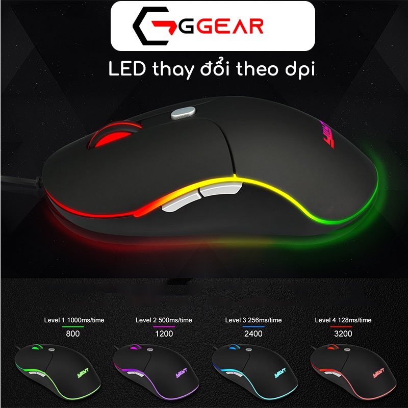 Chuột gaming Ggear MG845 chuột chơi game máy tính có dây LED RGB 3200dpi cho game thủ làm việc văn phòng học sinh