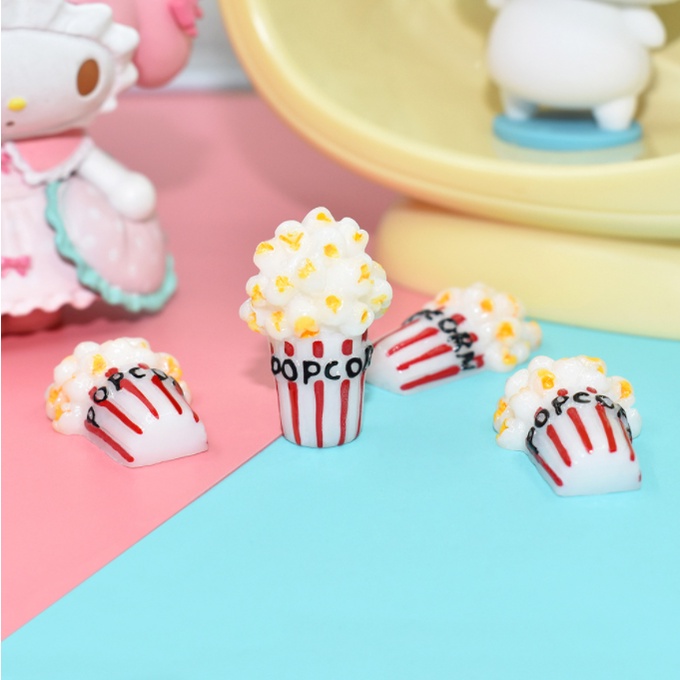 Charm túi bỏng ngô popcorn cho các bạn làm slime, trang trí kẹp tóc, dán Jibbitz, DIY