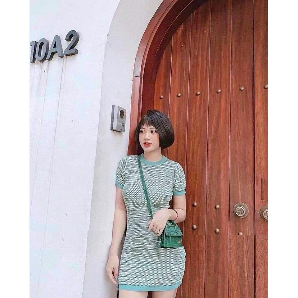 Váy Body Xanh Hạt Gạo PEONYB Nữ [FREESHIP] 🌸 Đầm chấm bi dáng ôm cộc tay bo viền đẹp cá tính bánh bèo tiểu thư Ulzzang 🌸 | BigBuy360 - bigbuy360.vn