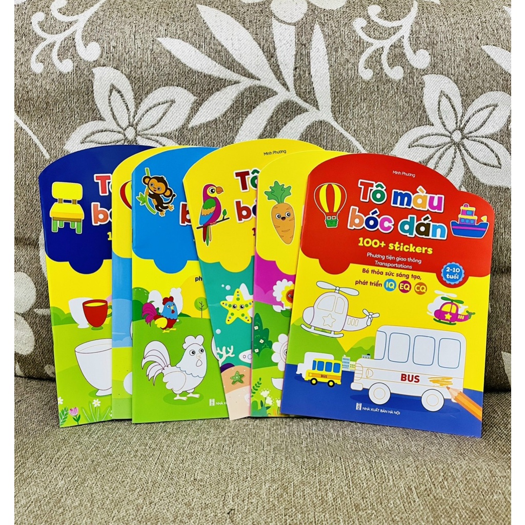 Sách - Tô Màu Bóc Dán 100+ Stickers Song Ngữ Anh - Việt Cho Bé Từ 2-10 Tuổi ( Bộ 6 cuốn )