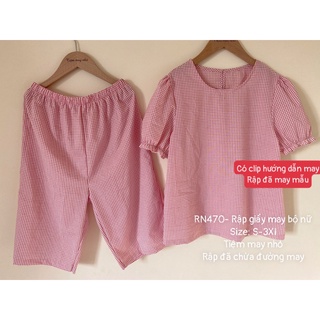 RN470_Rập giấy may bộ đồ lửng cổ tròn nữ
