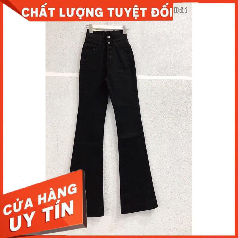 QUẦN JEANS LOE ĐEN DÁNG DÀI LƯNGCAO- Hình thật- Đẹp xuất sắc