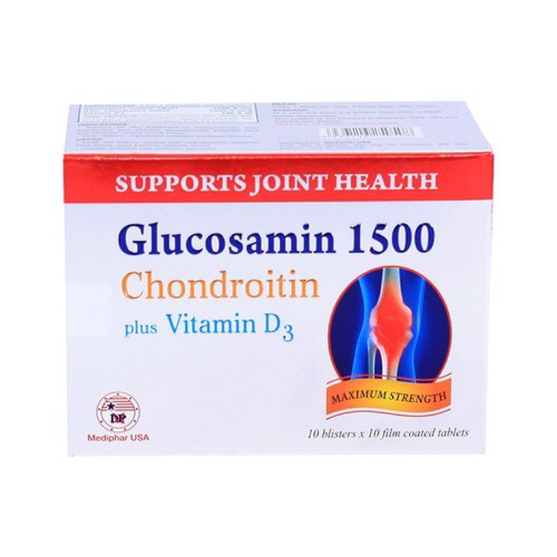 Glucosamin 1500 Chondroitin plus vitamin D3 Mediphar USA - Hộp 100 viên