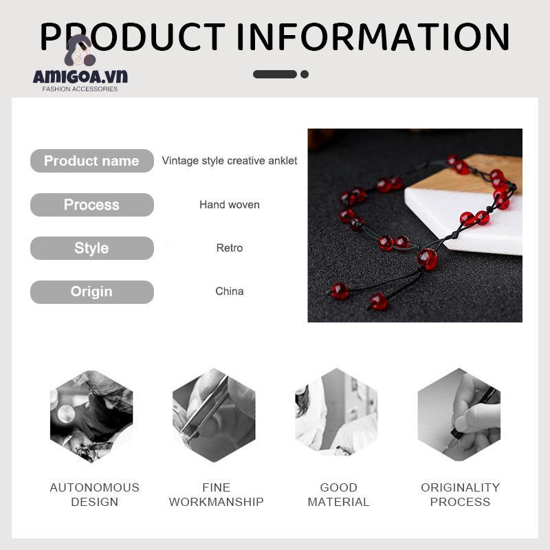 ✨✨Lắc chân nữ chỉ đỏ đính hạt phong cách Hàn Quốc