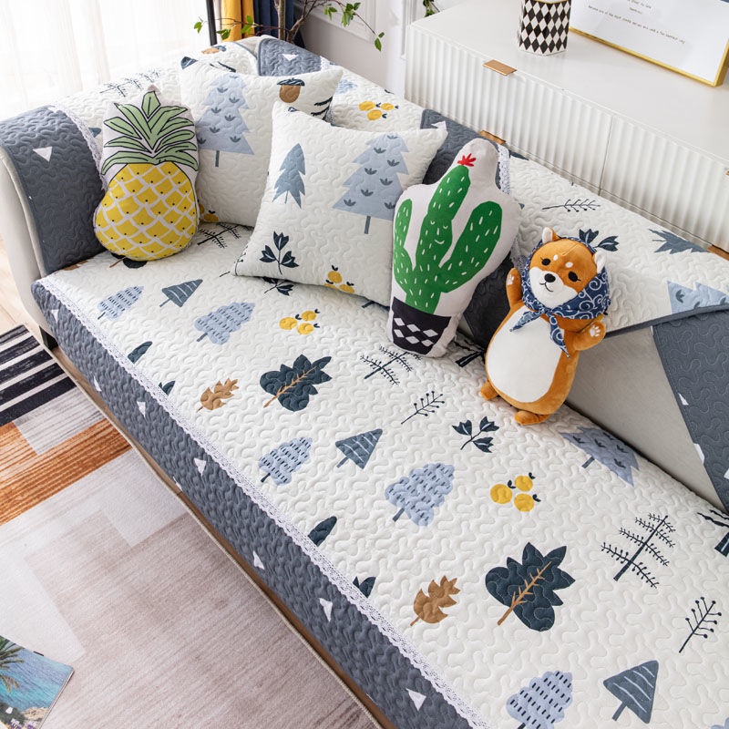 Đệm Lót Ghế Sofa Vải Da Cotton Chống Trượt Phong Cách Bắc Âu Hiện Đại