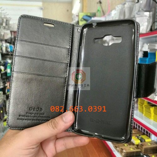 Bao da Samsung J2 Prime nắp gập chống đỡ xem phim, ngăn đựng thẻ