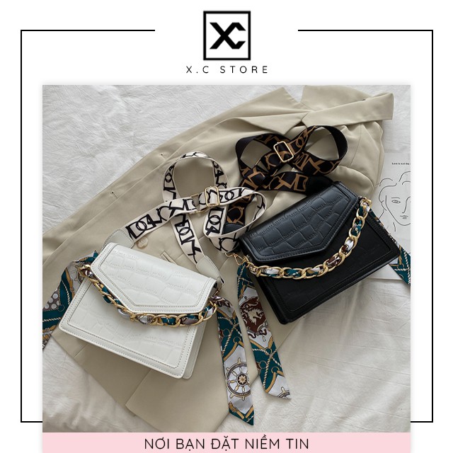 [RẺ NHẤT SHOPEE] Túi xách đeo chéo nữ XC-7802, tặng kèm dây xích, ruy băng, thiết kế đẹp, túi đeo vai, cầm tay,công sở