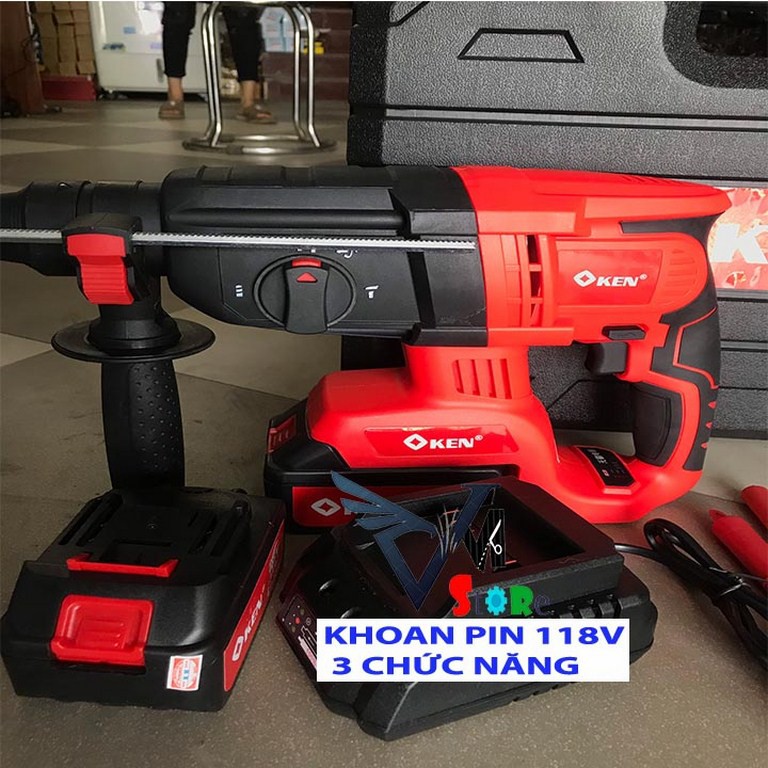 MÁY KHOAN PIN KEN 118V  -3 CHỨC NĂNG - KHÔNG CHỔI THAN