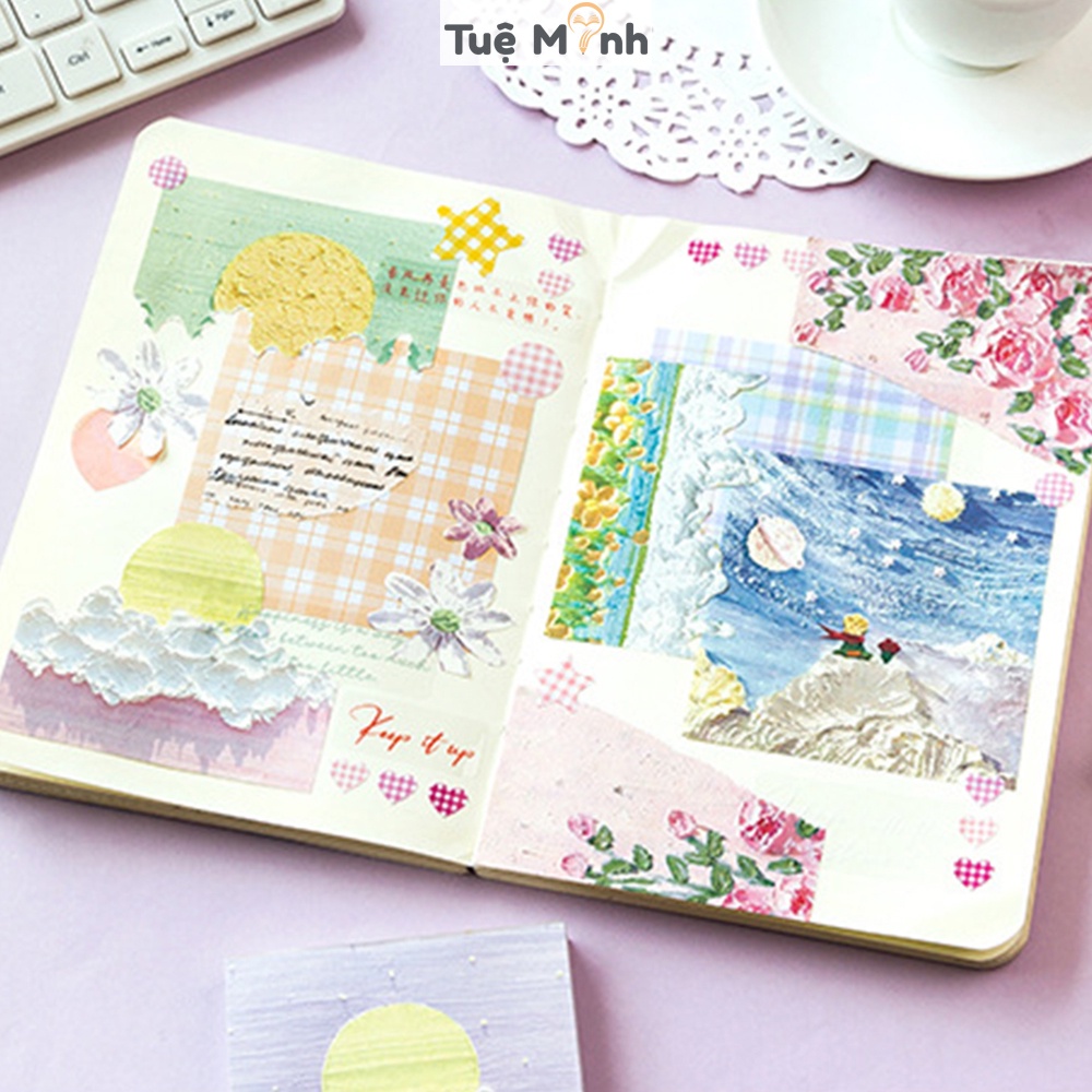 Tập note ghi chú 100 tờ tranh sáp dầu thiên nhiên nghệ thuật NO16 giấy nhớ note