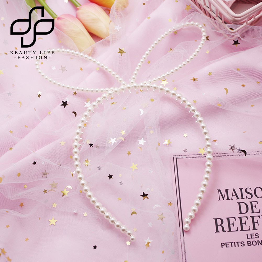 Cài tóc tai mèo đính ngọc trai giả dễ thương