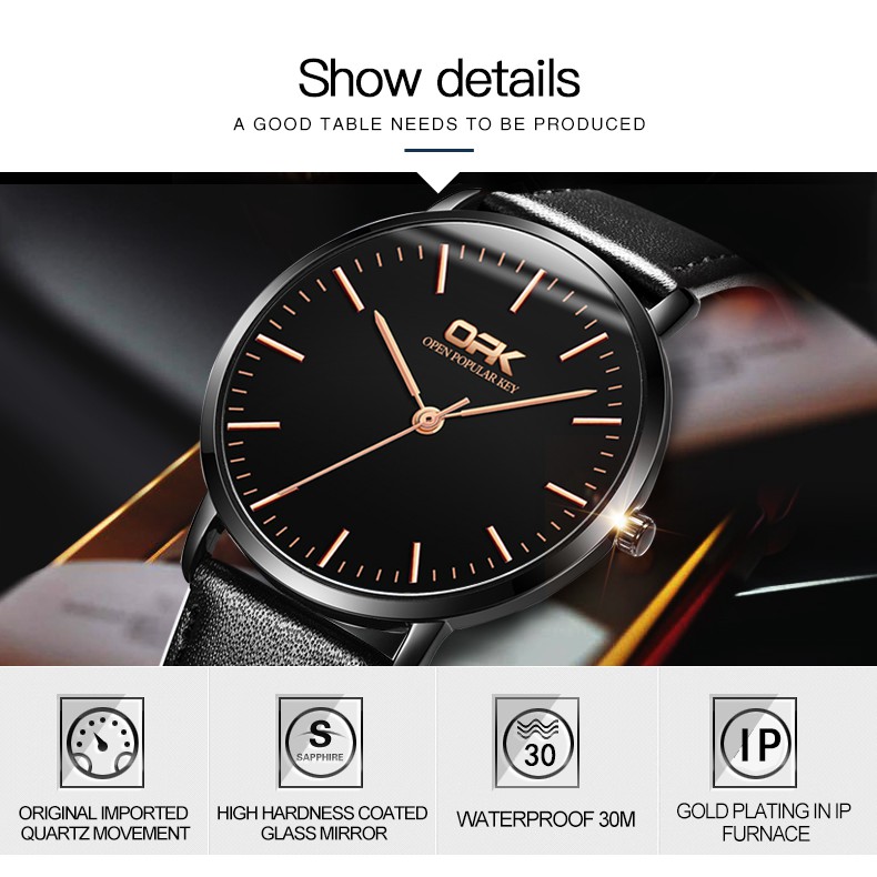 OPK 8101 Quartz Watch Men's Fashion Leather Strap | BigBuy360 - bigbuy360.vn