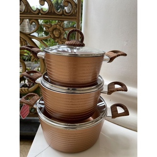 Bộ nồi chống dính ceramic sunhouse đáy từ 18/20/24 cm