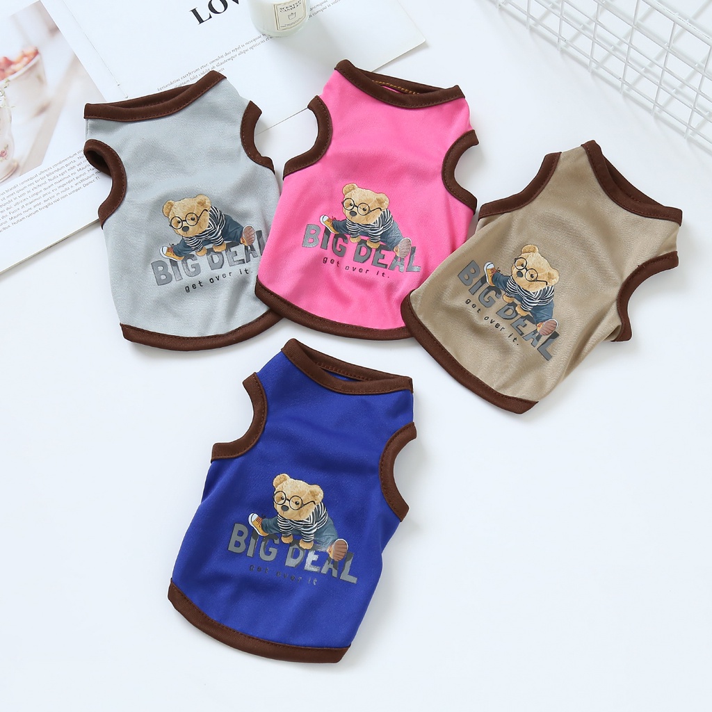 Áo Sát Nách Mỏng Thoáng Khí In Họa Tiết Hoạt Hình Dễ Thương Thời Trang Mùa Hè Cho Thú Cưng