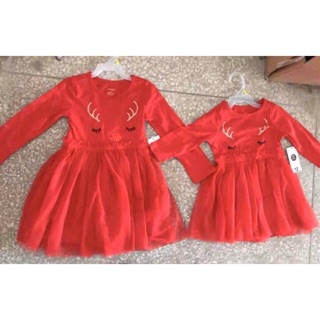 Đầm tay dài bé gái George TQXK đỏ Noel