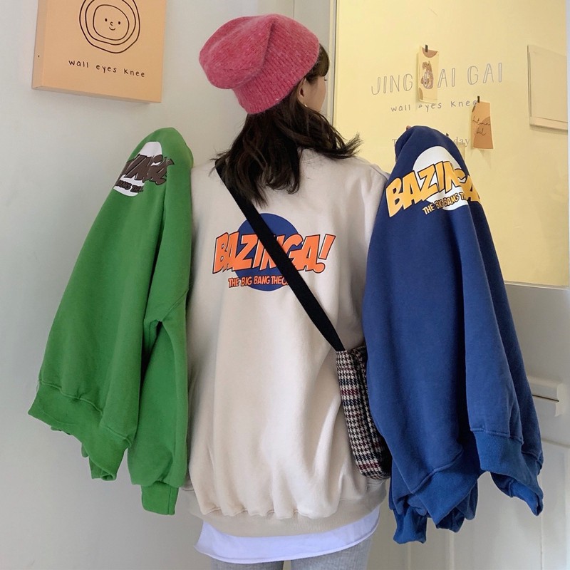 Sale 70% Áo sweater Hàn Quốc dáng rộng cổ tròn in hình ngộ nghĩnh, Blue,L Giá gốc 363,000 đ - 31A57