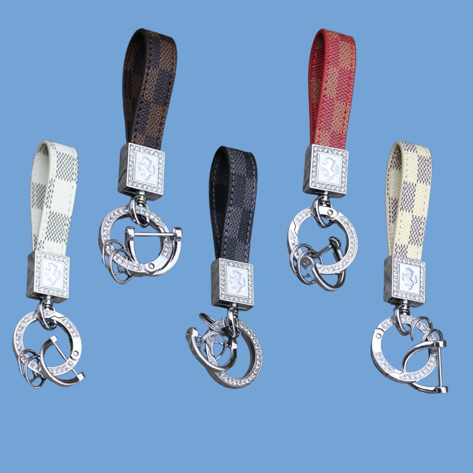 ✅ Móc Khóa Ô Tô Dây Da Cao Cấp Đính Đá Kim Cương