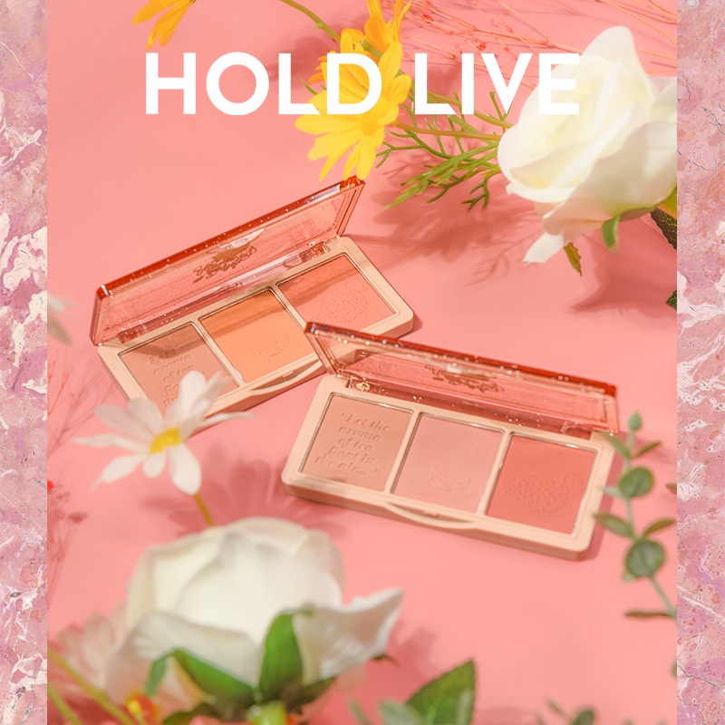 HOLD LIVE Phấn Má Hồng Gradient Tự Nhiên Trang Điểm Nude Trẻ Hóa Cô Gái Mạnh Mẽ Ba Màu Rouge