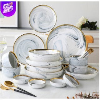 (BÁN THEO SET) SET CHÉN ĐĨA MÀU LOANG TRẮNG GỐM SỨ TRÁNG MEN TỐI GIẢN BẮC ÂU