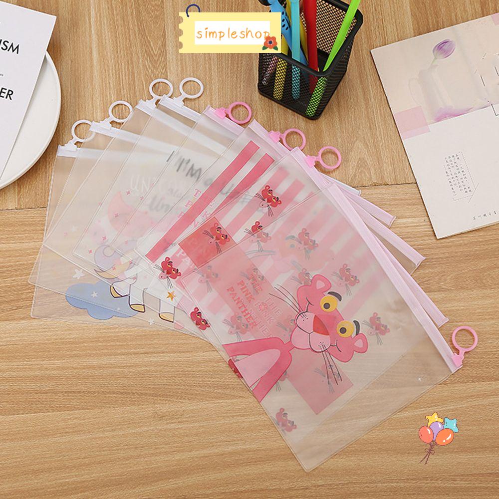 Túi Đựng Bút Trong Suốt Đơn Giản Chống Thấm Nước Có Dây Kéo Giá Đỡ