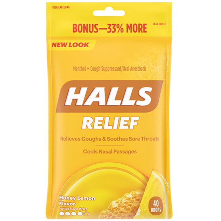 Kẹo ngậm Halls Relief Honey Lemon &amp; Mentho - Lyptus