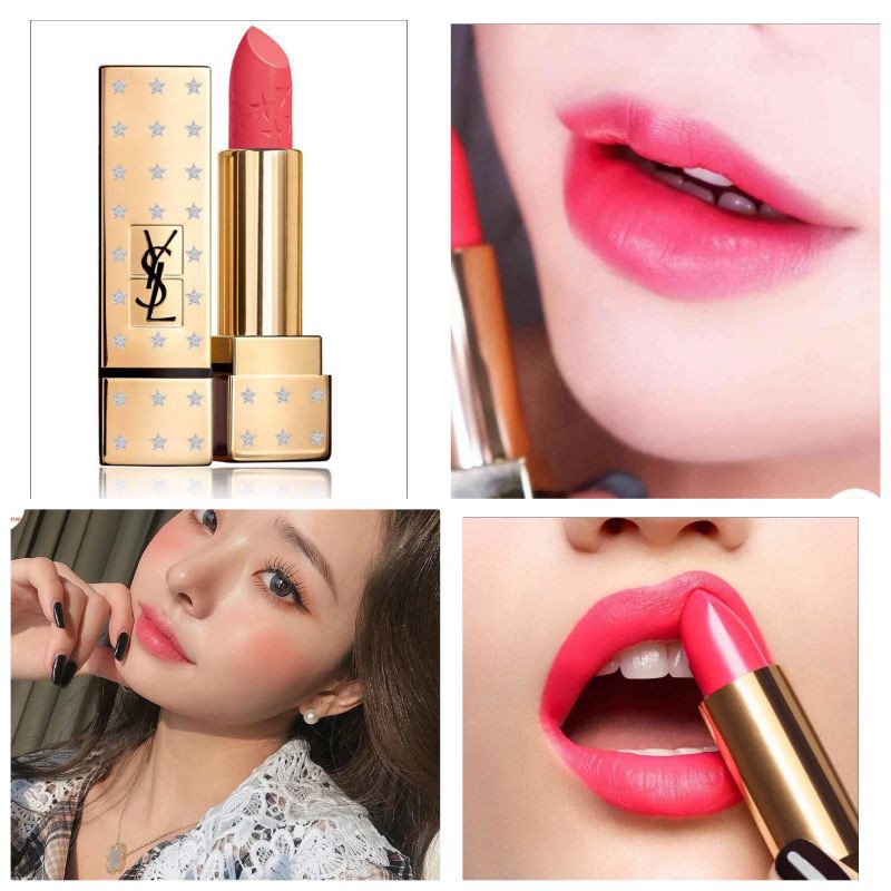 SON THỎI LÌ ↔️ High End YSL Rouge Pur Couture Satin Lipstick High On Stars 52 Rouge Rose✌#HỒNG_CAM