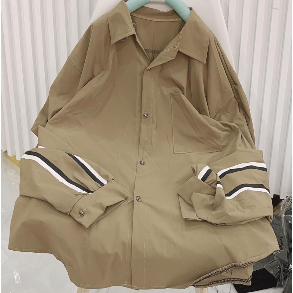 Áo Sơ Mi  Nữ  Form Rộng Hàn Quốc Viền Nâu Dày Mịn Thoáng Mát Thiết Kế Thời Trang Kiểu Dáng Năng Động Trẻ Trung