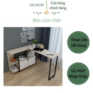 BÀN LÀM VIỆC THÔNG MINH KÈM GIÁ SÁCH XOAY THÀNH BÀN CHỮ L TIẾT KIỆM DIỆN TÍCH