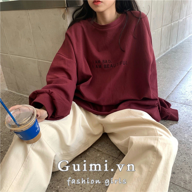 Áo Sweater Dáng Rộng Cổ Tròn Thời Trang Thu Đông Cho Nữ