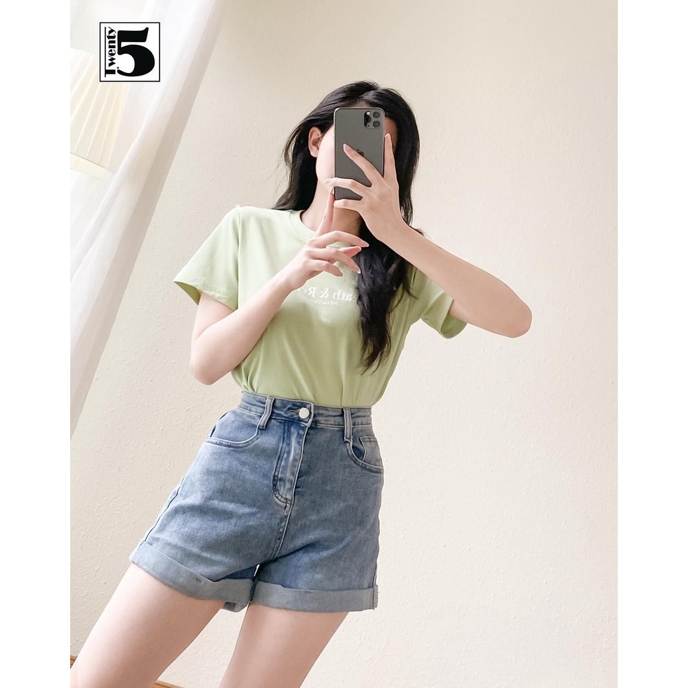 Áo thun phông nữ in chữ form vừa chất cotton mịn co dãn Twentyfive 4148