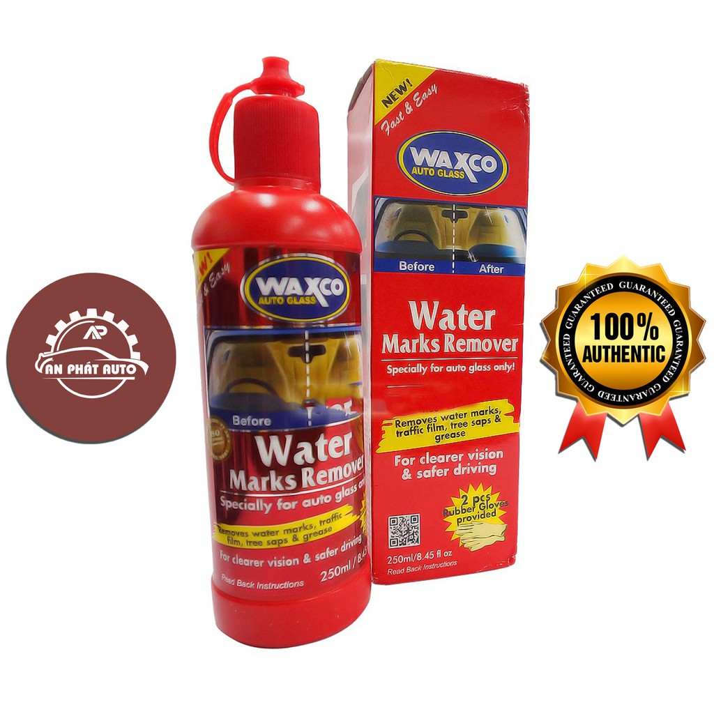 Waxco Water Marks Remover - Dung Dịch Vệ Sinh Tẩy Ố, Mốc Kính Ô Tô Xe Hơi 250ml [Nhập Khẩu Malaysia]