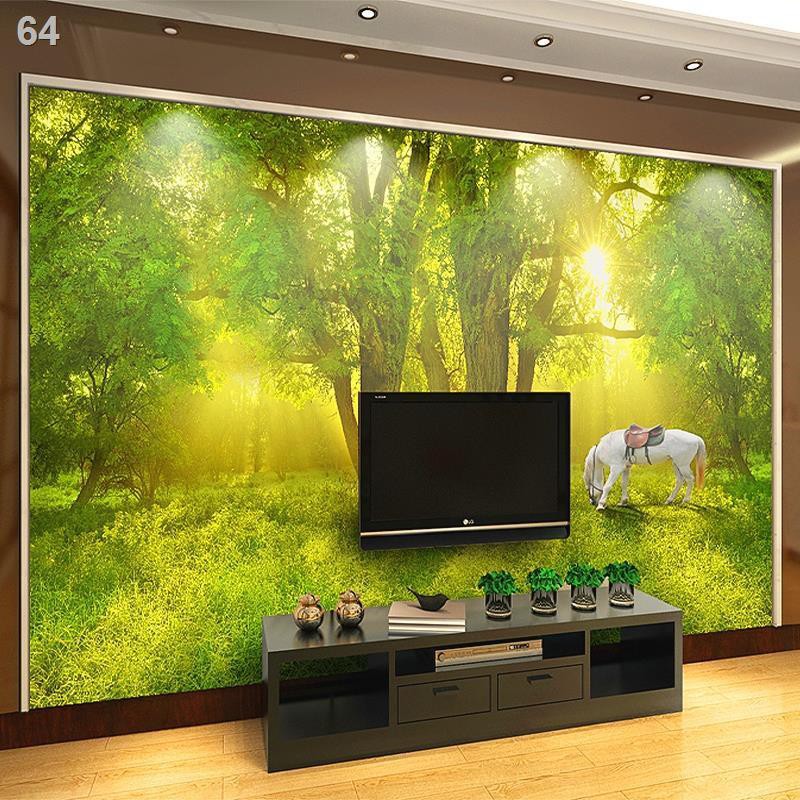 Tranh dán tường gỗ rừng giấy tự dính Phòng khách 3D Hình nền ngủ lớn Natural Vision TVJ