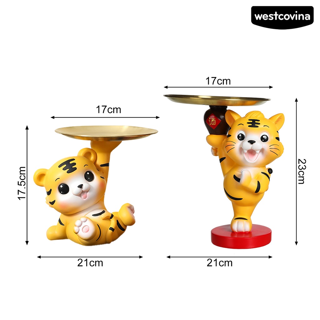 1 bộ tượng điêu khắc để bàn hình chú hổ dễ thương trang trí văn phòng