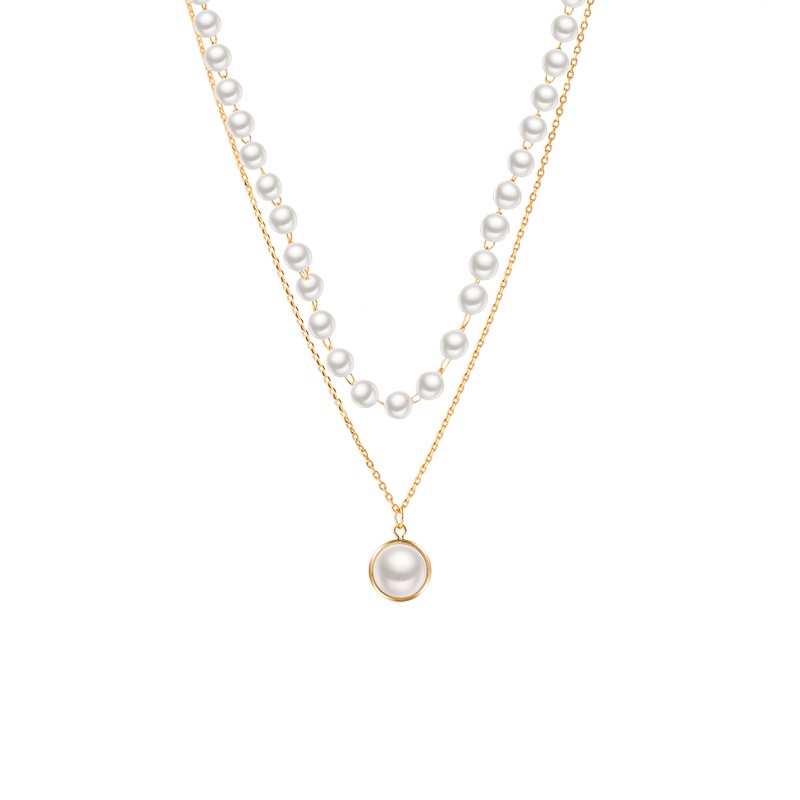 Vòng cổ IF YOU bạc mặt ngọc trai thời trang Hàn Quốc cho nữ