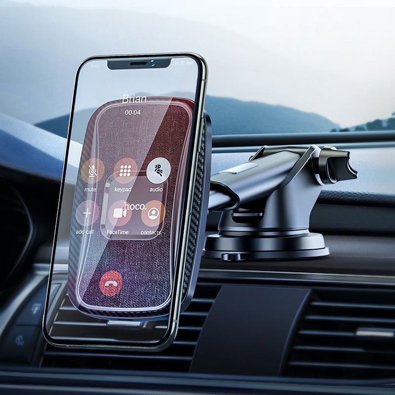 Giá đỡ điện thoại kiêm Sạc Nhanh không dây trên ô tô Hoco CA75 dùng trên xe hơi cho iPhone IP Samsung oppo hút nam châm