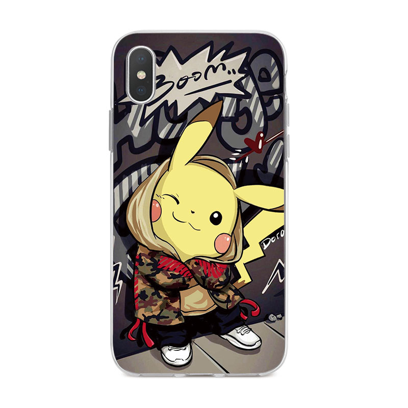 Ốp điện thoại TPU Silicone mềm hình Pikachu đáng yêu cho iPhone X 6 6s 6Plus 6s Plus 7 7Plus 8 8Plus 5 5s SE