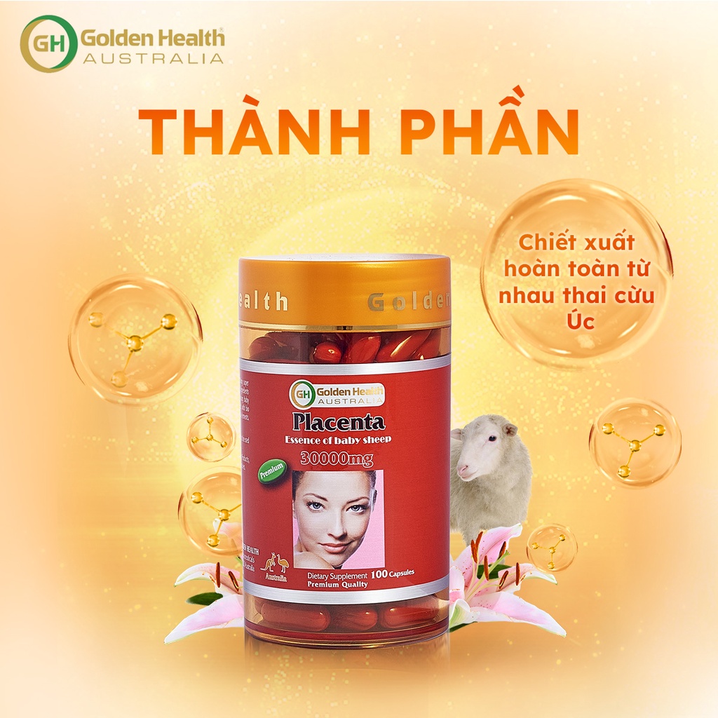 [GOLDEN HEALTH] Viên uống nhau thai cừu - Placenta Baby Sheep 30.000mg hộp 100 viên