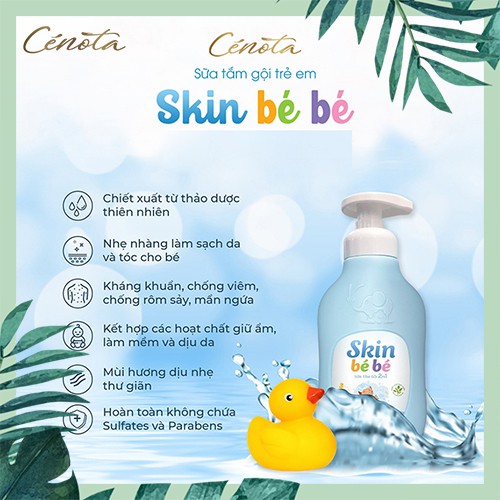 Sữa tắm gội trẻ em Skin Bé Bé, sữa tắm thảo dược bổ sung vitamin làm mềm da bé